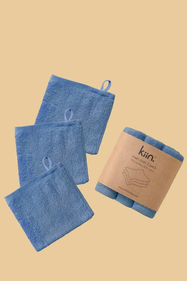 Kiin Wash Cloth 3 pk Blue Shadow