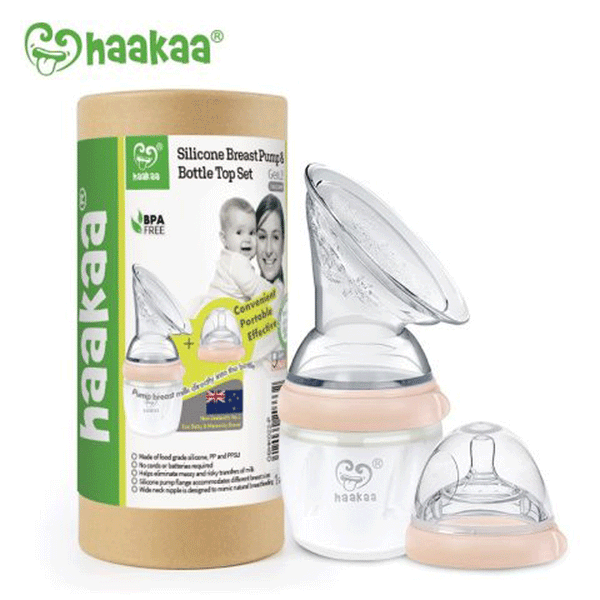 Haakaa Breast Pump & Bottle Set Peach